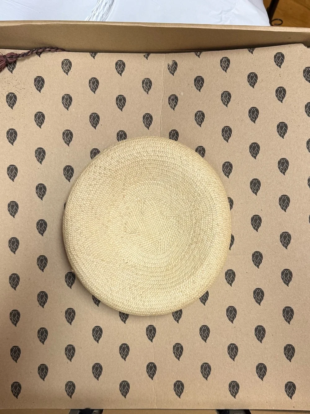 NIB Helen Kaminski Natural Straw Sun Hat Frayed Brim Braided Band 16”
